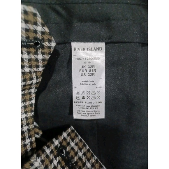 River Island Pants Mens 32x32 Brown Plaid Smart Skinny Fit New - Picture 4 of 5